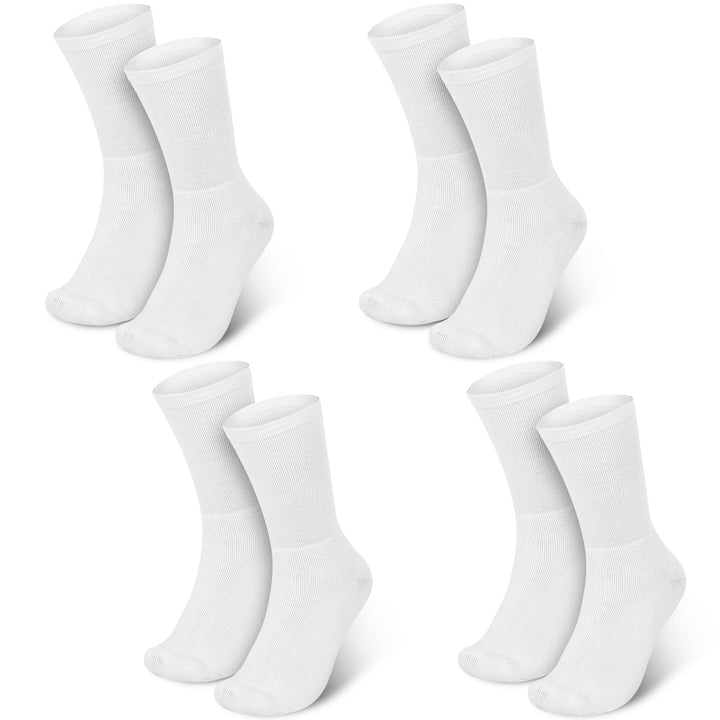 Silicherry front view of four white pairs showing clean packaging and comfort