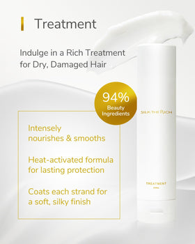 SILK THE RICH after-use shiny hair result showing smoother, frizz-reduced and radiant hair benefit