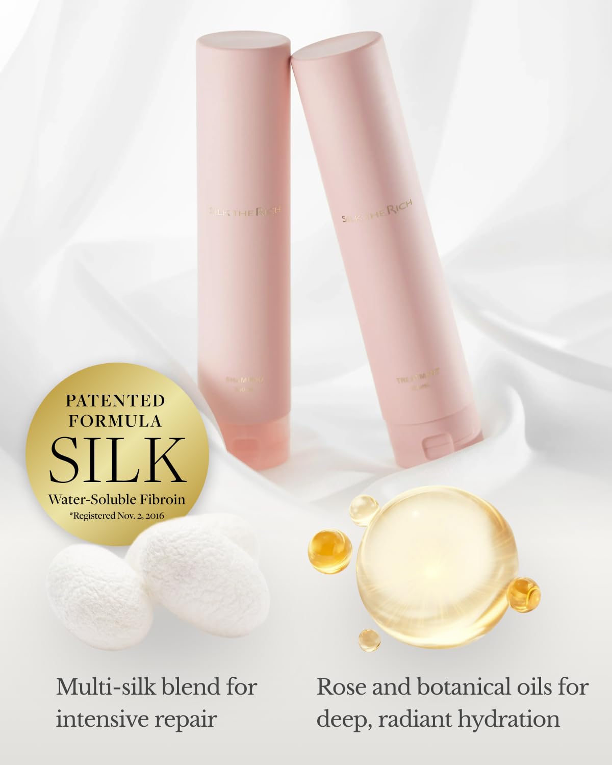 SILK THE RICH in-use on wet hair for easy application