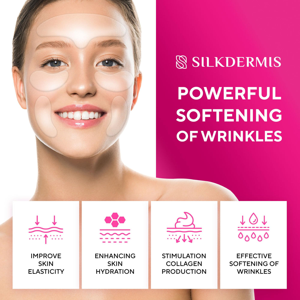 SILKDERMIS forehead patch close-up showing texture and comfortable fit