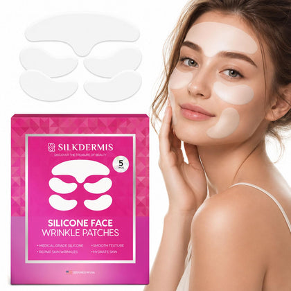 SILKDERMIS front packaging showing five reusable silicone patches and benefits