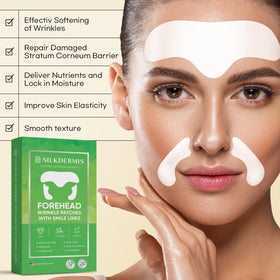 SILKDERMIS patch applied on forehead overnight demonstrating smoothing benefit