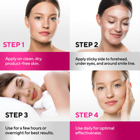 SILKDERMIS patch on model under-eye showing discreet daytime wear benefit