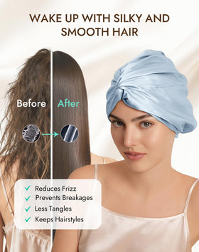 SilkSilky bonnet elastic and button adjustment for a secure personalized fit benefit