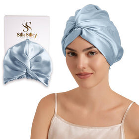 SilkSilky bonnet front view showing steel blue color and smooth fit benefit