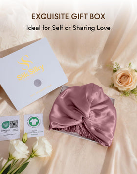 SilkSilky bonnet on bedside table in bedroom lifestyle scene promoting nightly use