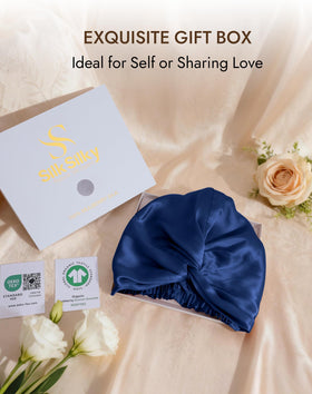 SilkSilky bonnet worn with ponytail illustrating compatibility with styled hair