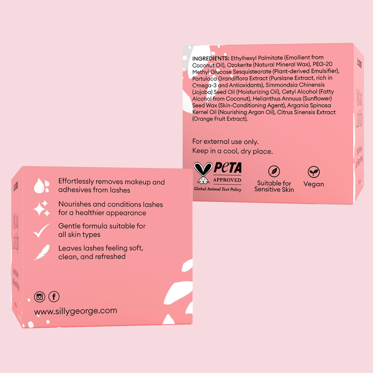 Silly George balm dissolving adhesive residue on lash band, simplifies removal