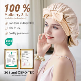Silmana bonnet interior double-layer silk showing reduced friction and hair care