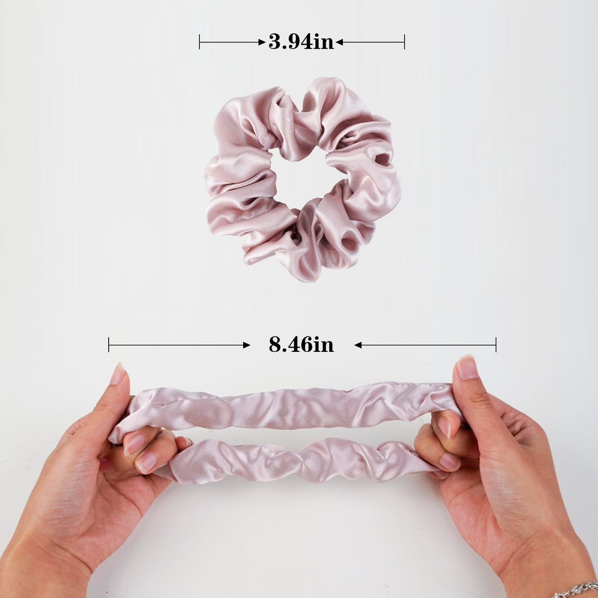 Silmer scrunchie worn on wrist as accessory providing comfortable, stylish storage