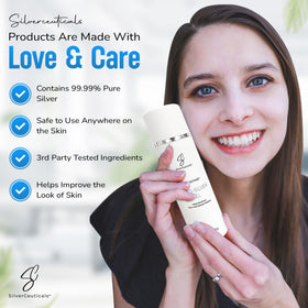 SilverCeuticals placed on bathroom vanity in lifestyle scene suggesting daily routine use