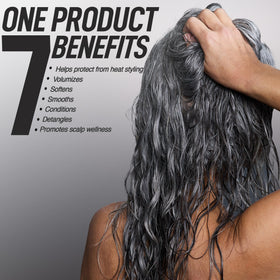 Silverist product in hands being applied to damp hair for detangling benefits