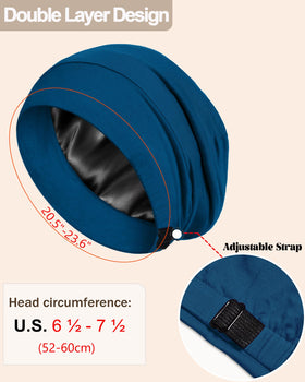 Simapu bonnet worn by woman sleeping with curls, preserves hairstyle overnight