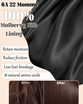 Simapu interior close-up showing 22 momme mulberry silk lining, reduces friction