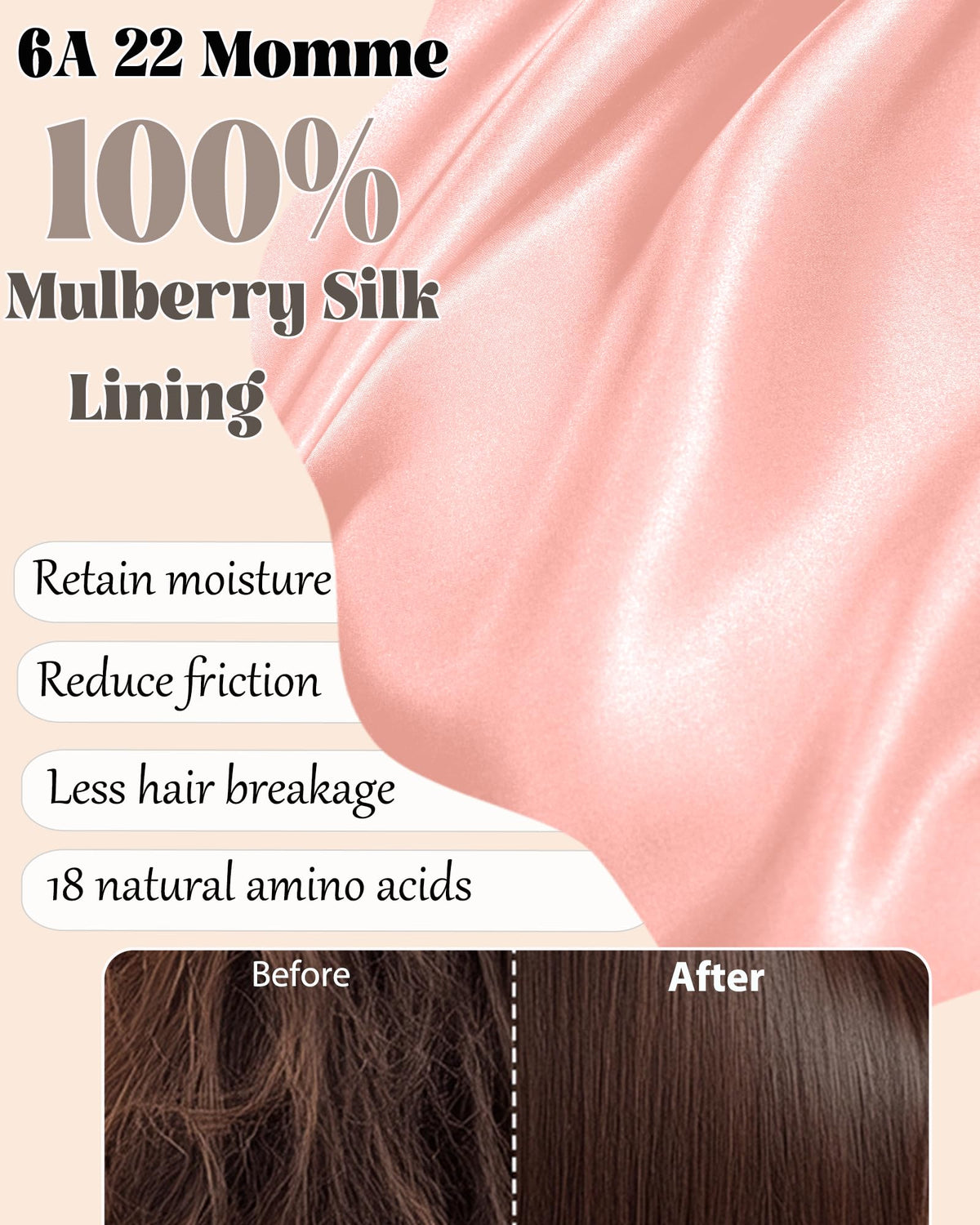 Simapu silk interior close-up revealing smooth 22 momme mulberry silk for less friction