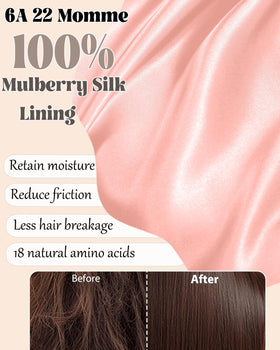 Simapu silk interior close-up revealing smooth 22 momme mulberry silk for less friction