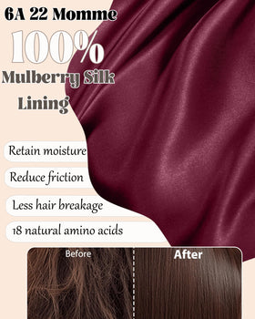Simapu silk lining close-up highlighting smooth 22 momme texture