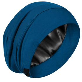 Simapu steel blue front view showing neat fit and silhouette, protecting hair