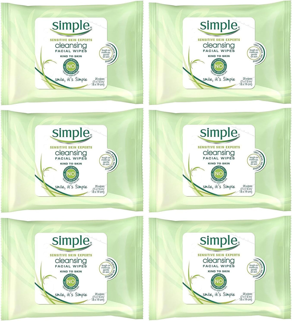 Simple wipes front packaging showing product and benefit of gentle cleansing
