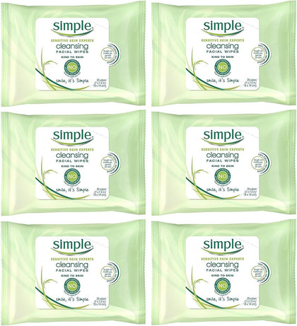 Simple wipes front packaging showing product and benefit of gentle cleansing