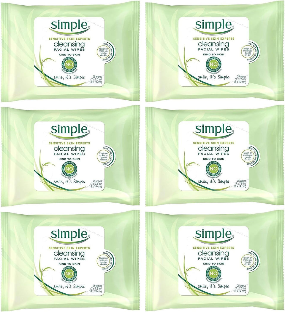 Simple wipes front packaging showing product and benefit of gentle cleansing