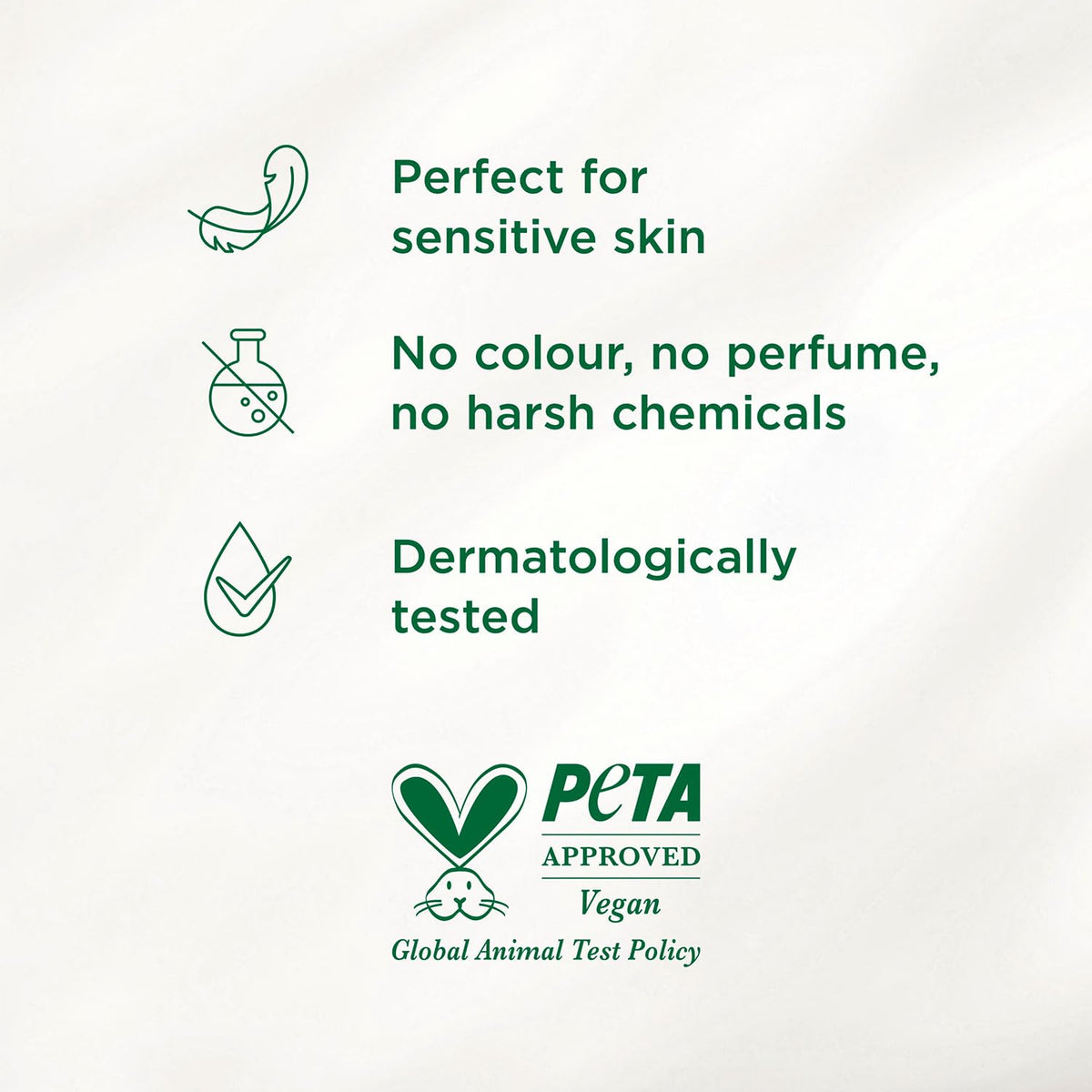 Simple close-up ingredient label highlighting gentle formula benefits