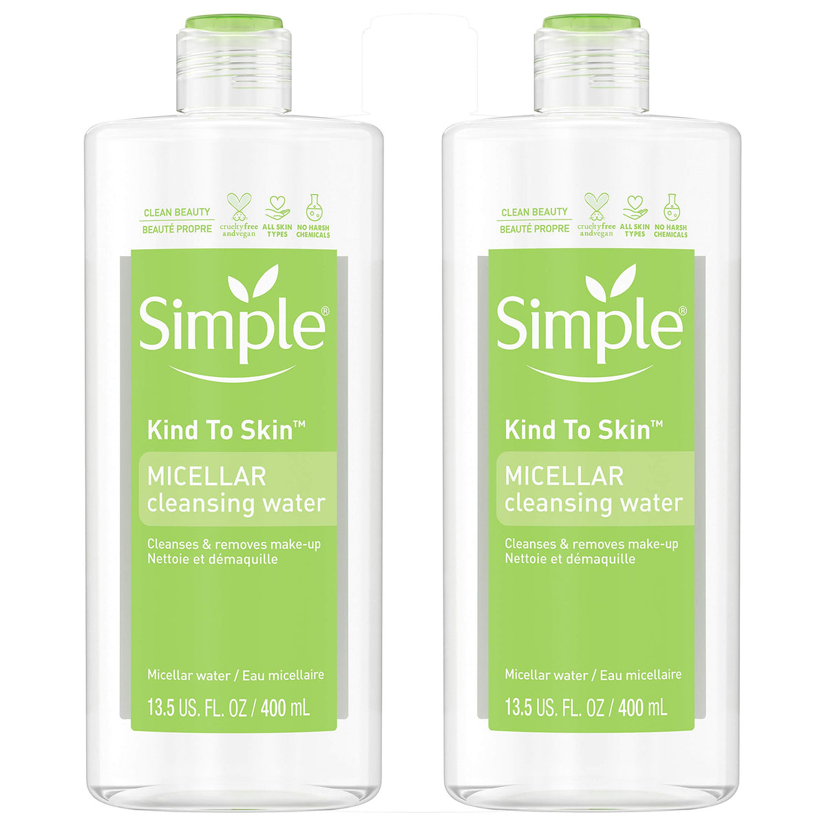Simple micellar front packaging showing clean bottle and label benefits