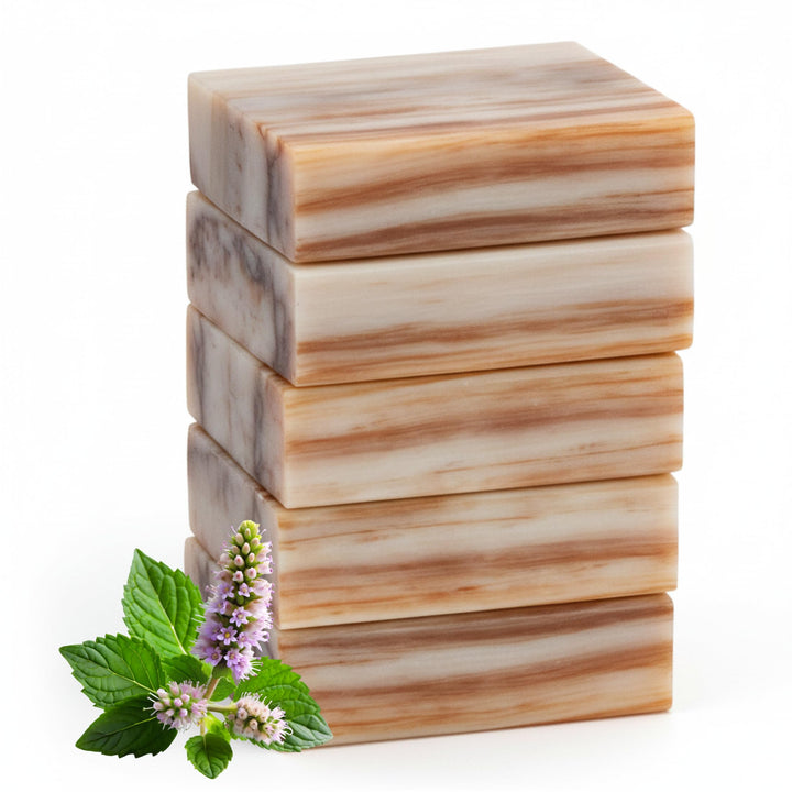 Simple Scents Australia front packaging showing five patchouli soap bars and branding benefit: elegant gifting