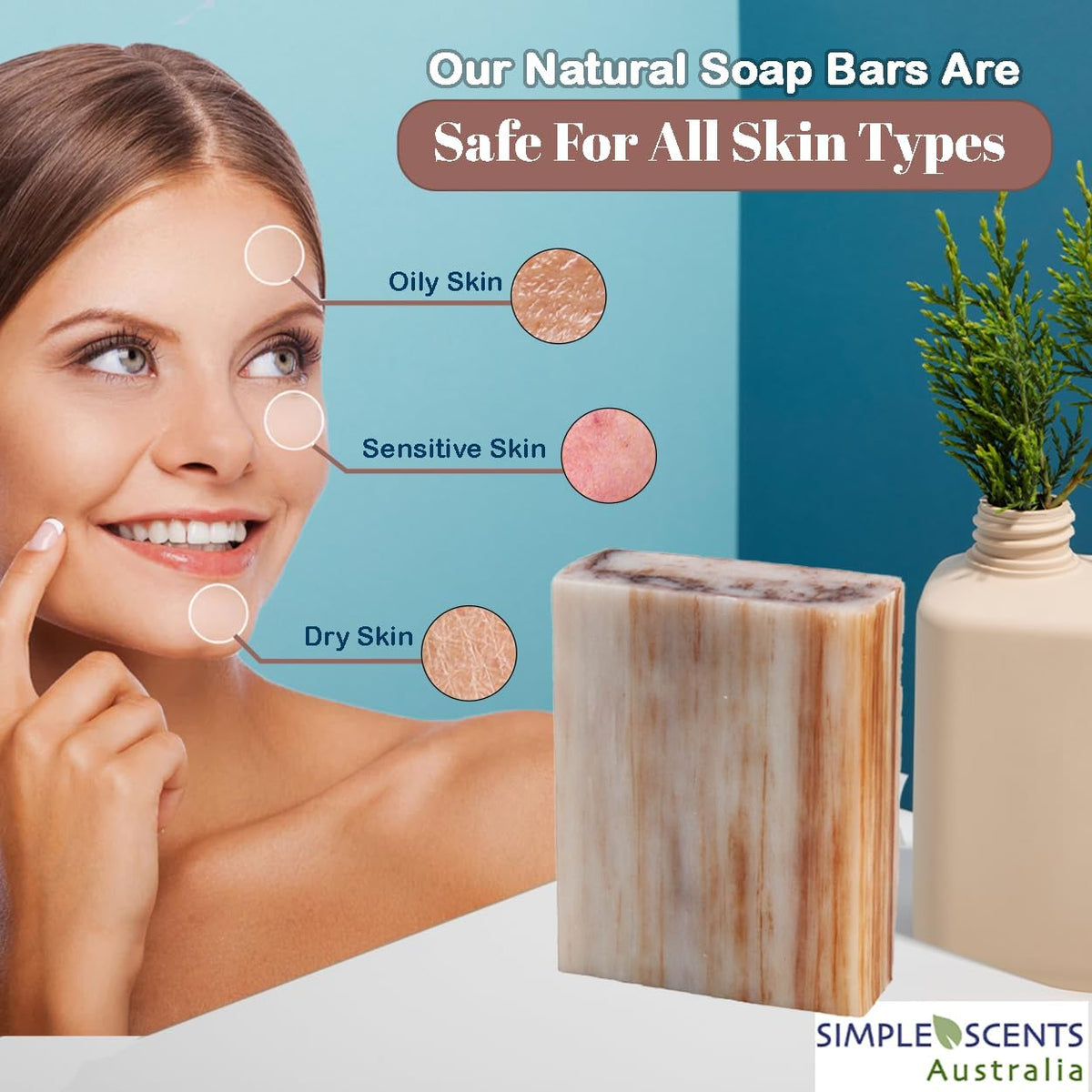 Simple Scents Australia ingredient label closeup listing plant oils and shea butter for skin-friendly benefit