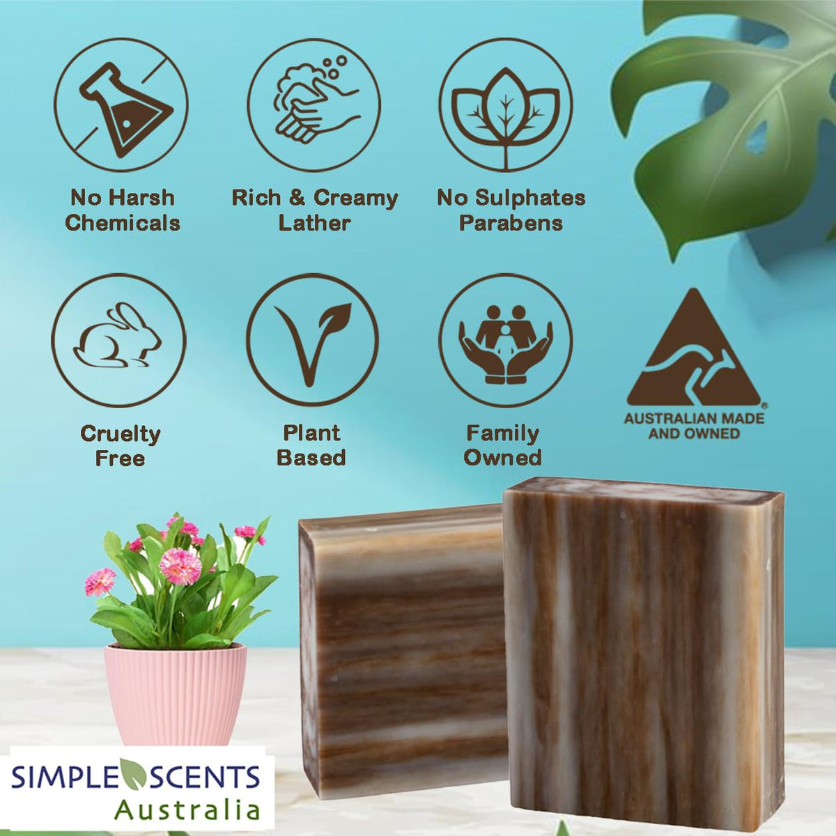 Simple Scents Australia close-up of soap texture highlighting creamy triple-milled lather