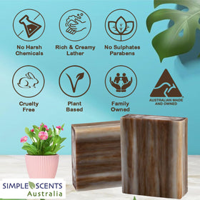 Simple Scents Australia close-up of soap texture highlighting creamy triple-milled lather