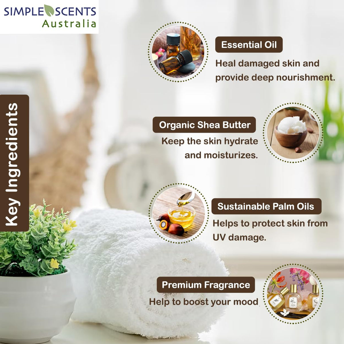 Simple Scents Australia ingredient label close-up showing natural plant-based formula