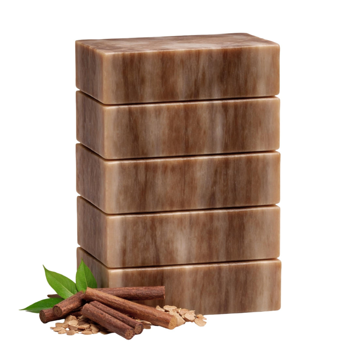 Simple Scents Australia front packaging showing five sandalwood soap bars and benefits