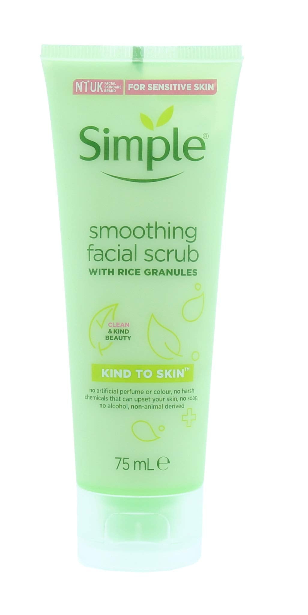 Simple brand front packaging showing gentle exfoliation and clearer-looking skin