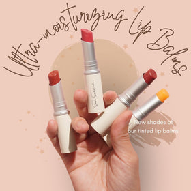 Simple Sophistication balm applied on lips showing smooth, subtle rose sheen