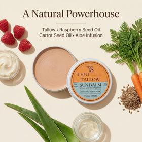 Simple Sophistication balm being rubbed on hand demonstrating easy absorption benefit