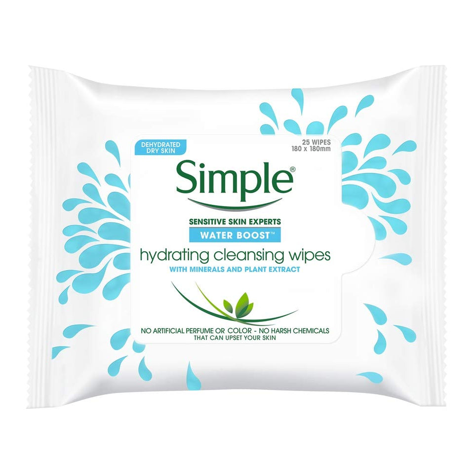 Simple Water Boost front packaging showing gentle cleansing and instant hydration
