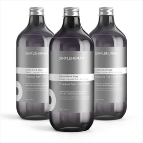 simplehuman three-bottle pack front view shows refill bulk value