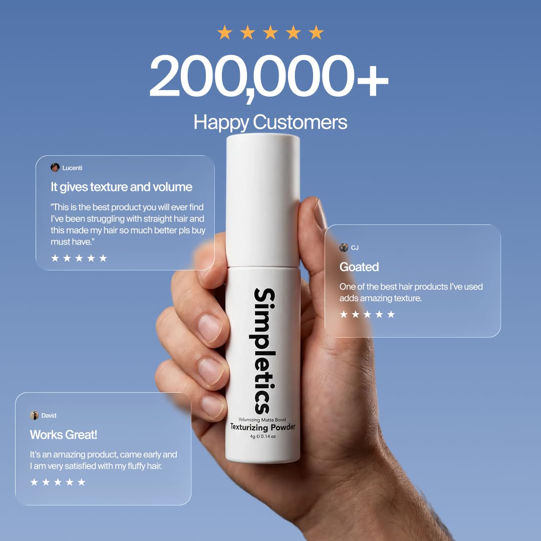 Simpletics powder on fingertips demonstrating easy application for targeted lift and grip