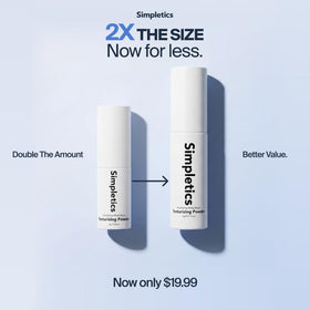 Simpletics open container revealing fine powder texture that provides instant volume