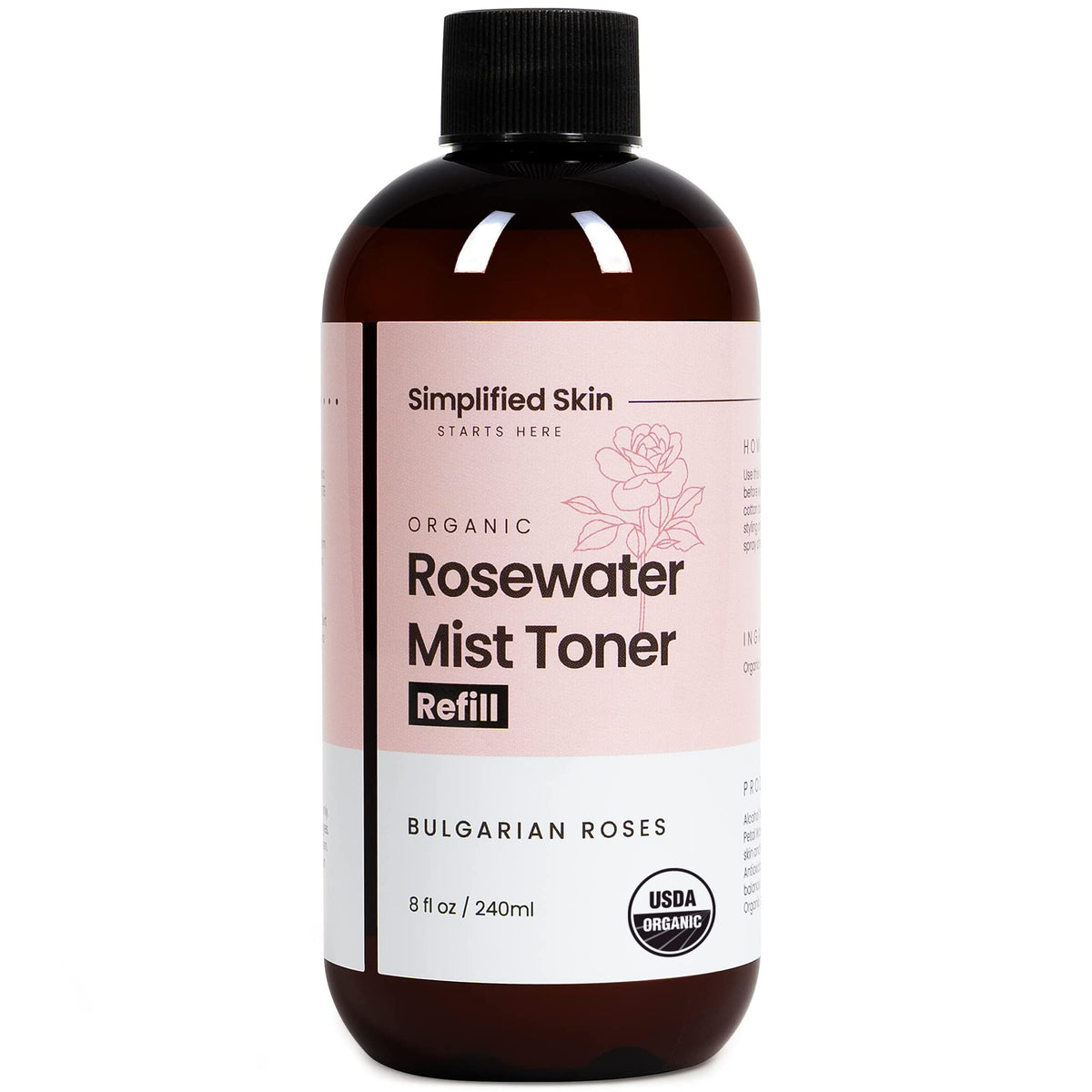Simplified Skin front bottle on white background showing clean organic branding and benefit