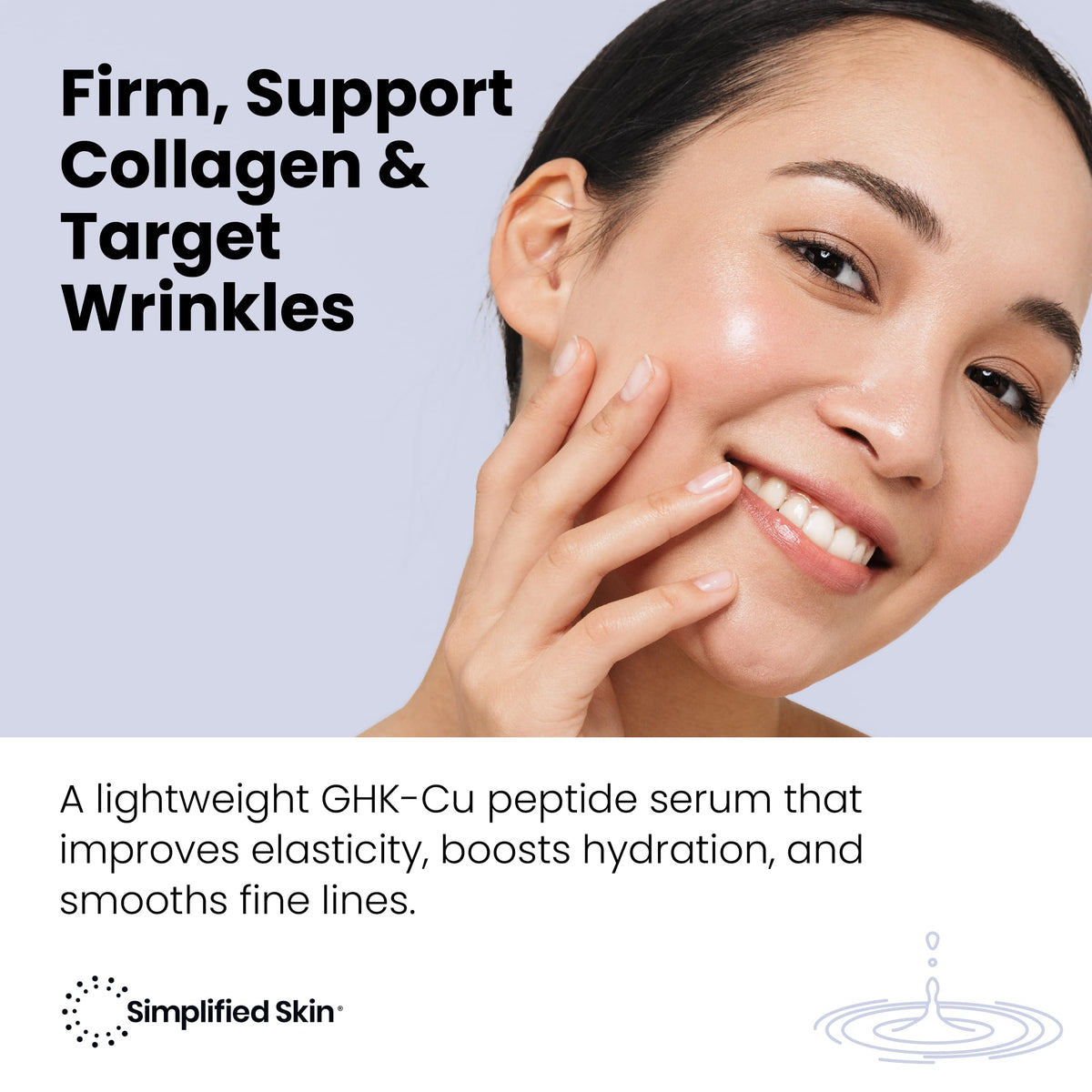 Simplified Skin dropper dispensing serum highlighting precise application benefit