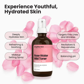 Simplified Skin texture drop of rose water highlighting lightweight hydration