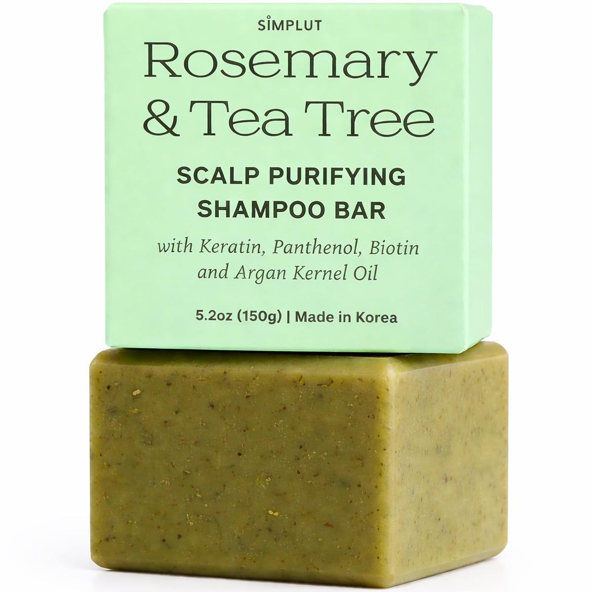 SIMPLUT front packaging showing rosemary tea-tree bar and eco benefit