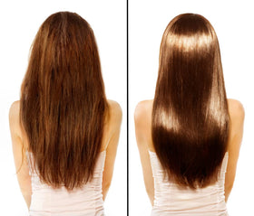 Simply Stylin' detangling on a wig demonstrating easier comb-through and restored shine