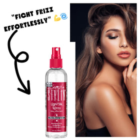 Simply Stylin' mist applied to wet hair illustrating heat protection before blow-drying
