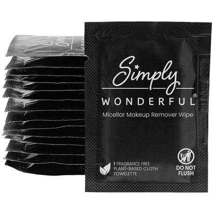 Simply Wonderful front pack showing 100 single-use sachets and travel convenience