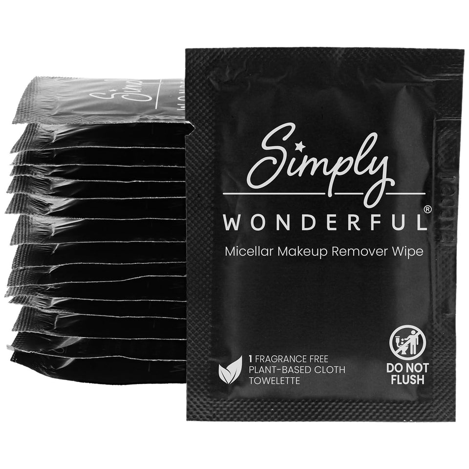 Simply Wonderful front pack showing 100 single-use sachets and travel convenience