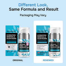 SimplyVital before and after skin texture comparison illustrating hydration and smoothing benefits