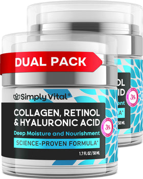 SimplyVital front jar view showing clean packaging and anti-aging benefits